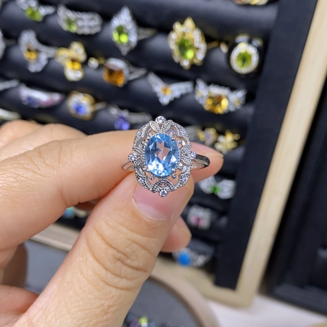 银S925镶嵌托帕石戒指