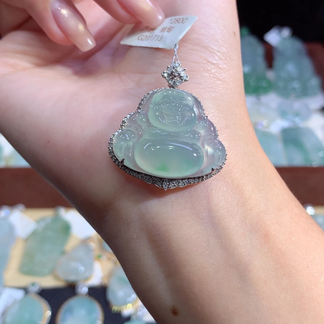 吊坠(不含链)18K金镶嵌翡翠