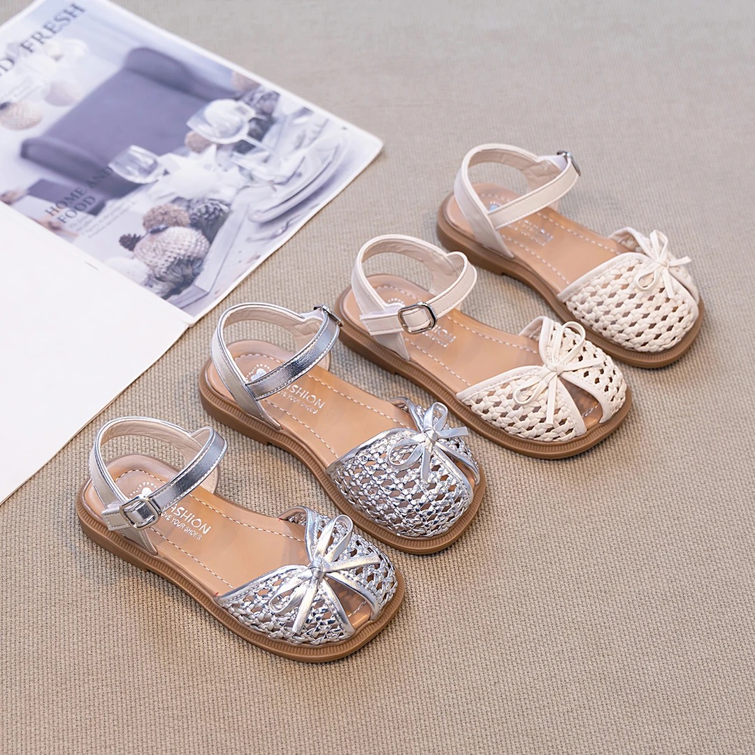 女童公主鞋2025春季新款小单鞋公主气质软底防滑蕾丝蝴蝶结款