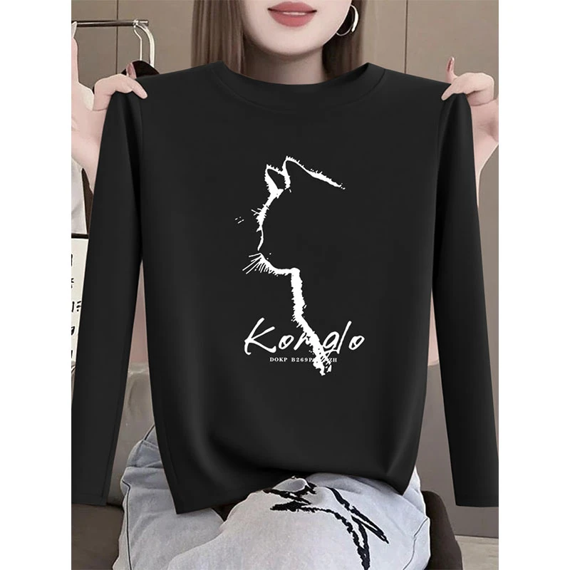 2025新款早秋冬季正肩磨毛长袖t恤女时尚洋气减龄打底衫厚款上衣