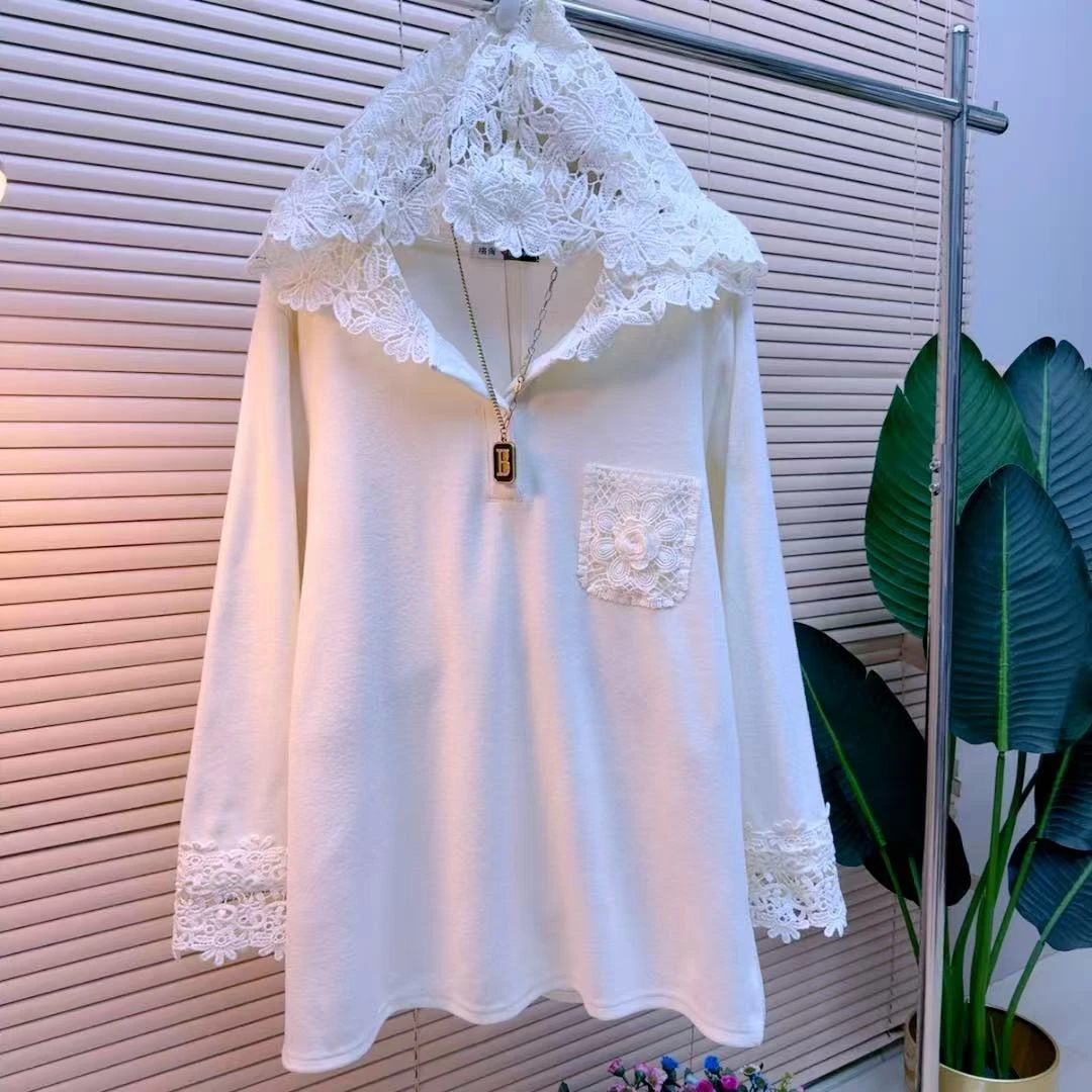 胖mm欧货时尚显瘦韩版连帽25211宽松时髦设计师百搭长袖女人衫