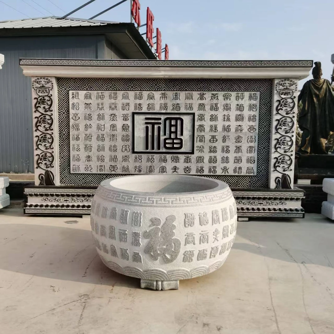青石影壁墙迎门墙石雕浮雕壁画新中式背景墙屏风大理石照壁定金