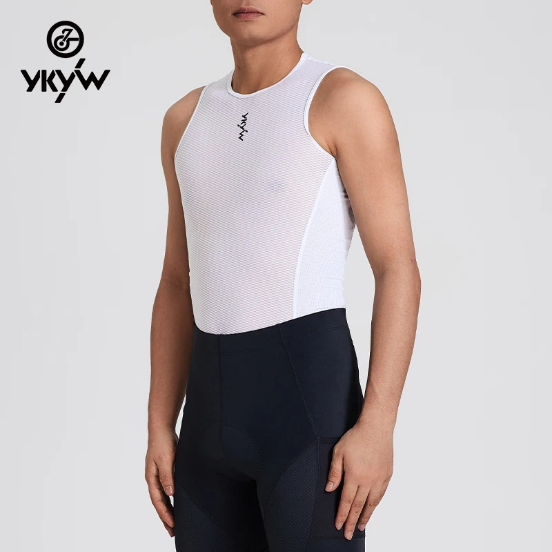 YKYW男款骑行服打底排汗衫速干背心公路山地车透气网格骑行内搭