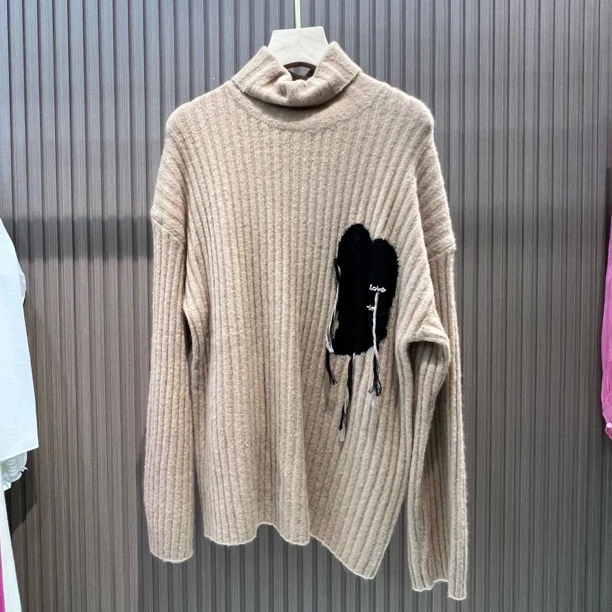 2423 拼色毛衣竖条纹毛衣