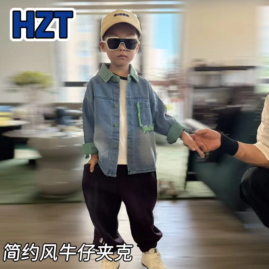 儿童春秋简约刺绣小狗牛仔夹克H2301