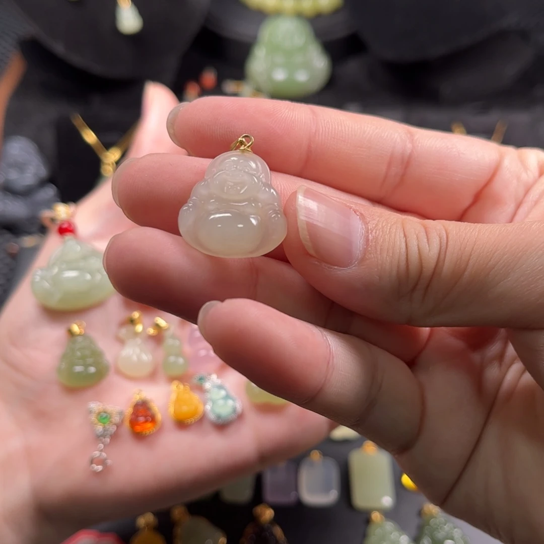 和田玉颈饰银S925镶嵌