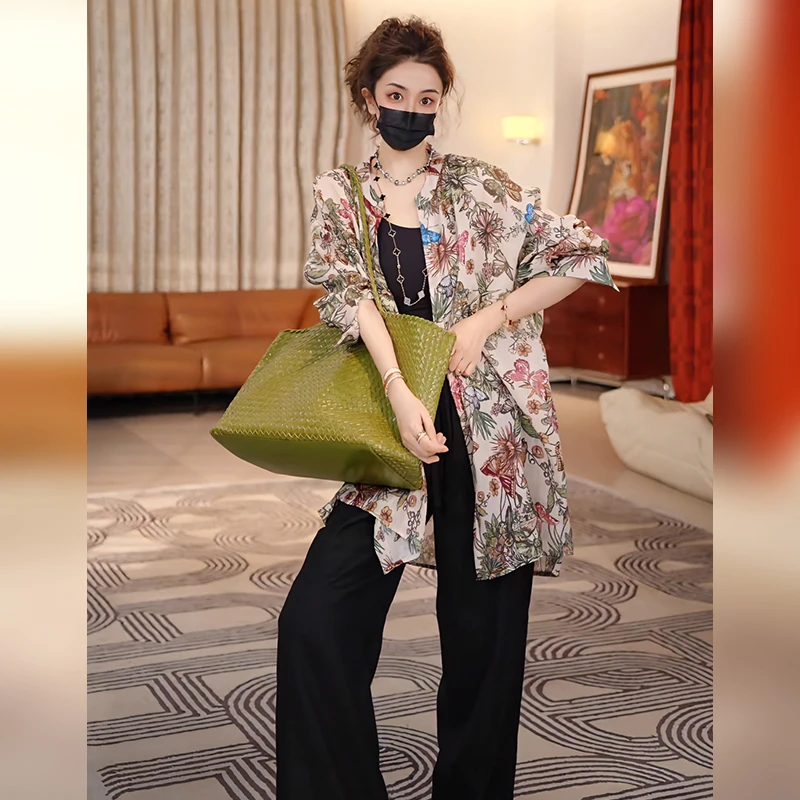 Linda姐高端线【欧若风】春夏时尚薄款气质印花衬衫AA5SCS0279