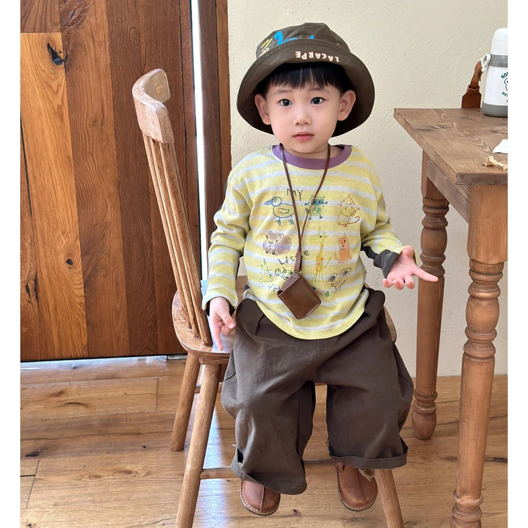 男童长袖T恤2025新款秋装洋气时髦儿童双面印花手绘上衣宝宝衣服