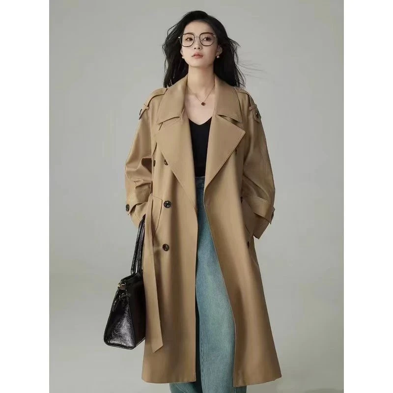 风衣外套女2025新款洋气宽松长款卡其色英伦风网红经典气质