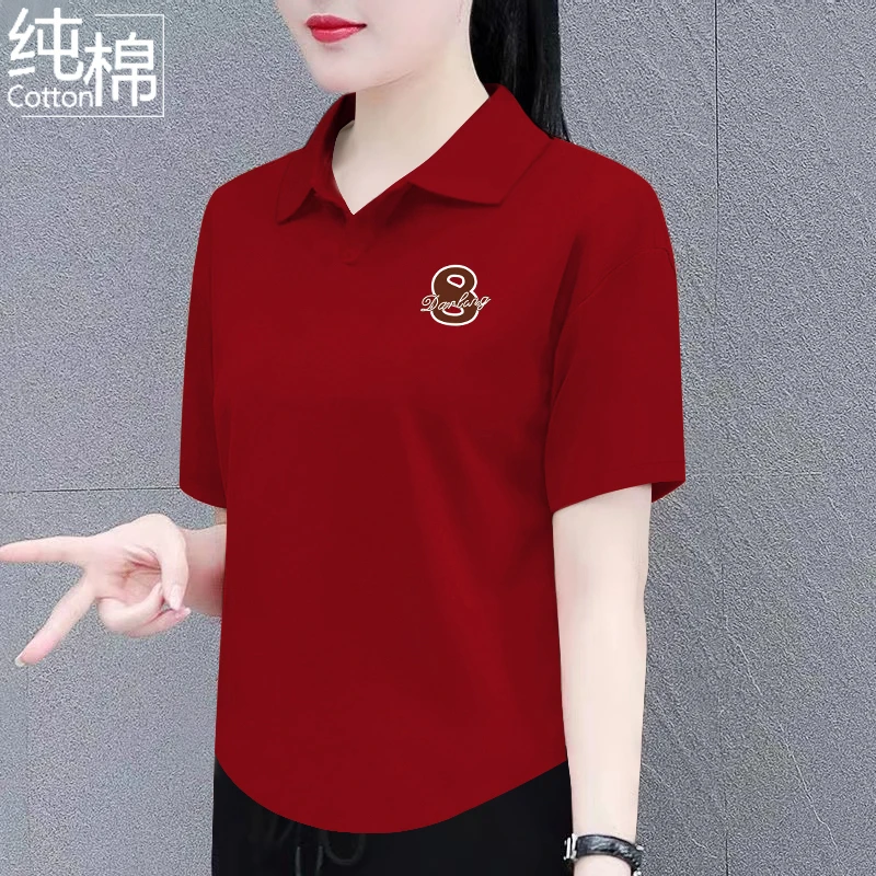 翻领短袖t恤女polo衫2025款夏季新款百搭洋气小个子短袖t恤女夏装