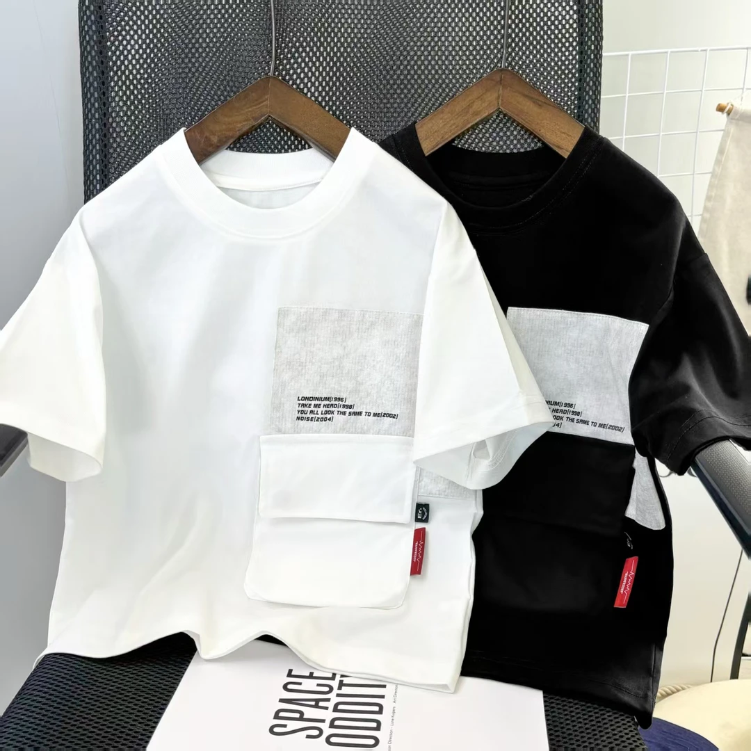 502955男童T恤2025新款短袖圆领潮酷洋气上衣中大童大童韩版半袖