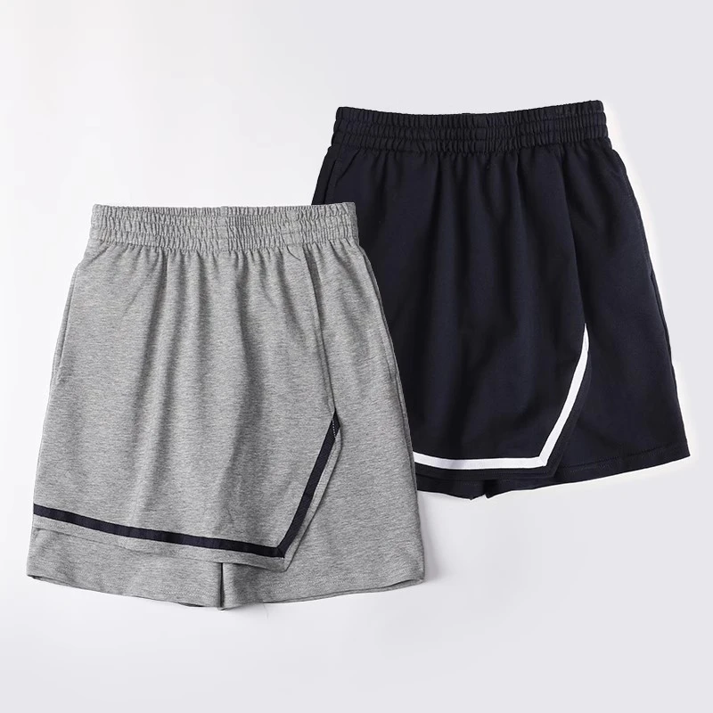 小学生校服短裤裙A字女灰色藏青色夏季薄款儿童女孩校服运动裙裤