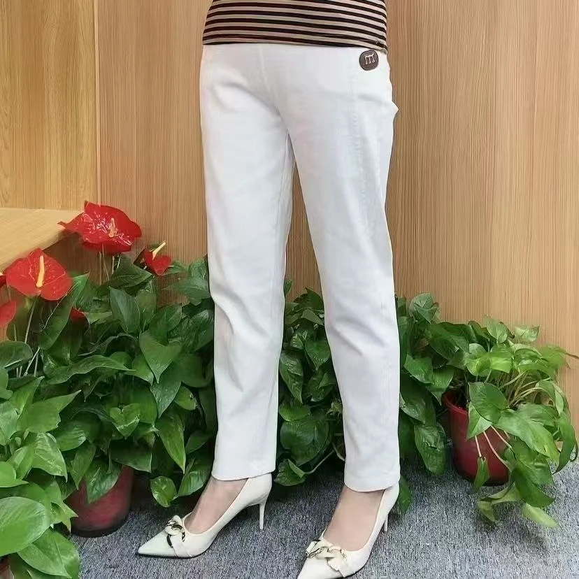 高档百搭长裤子女士2025新款休闲裤松紧腰哈伦裤薄款水洗棉裤子