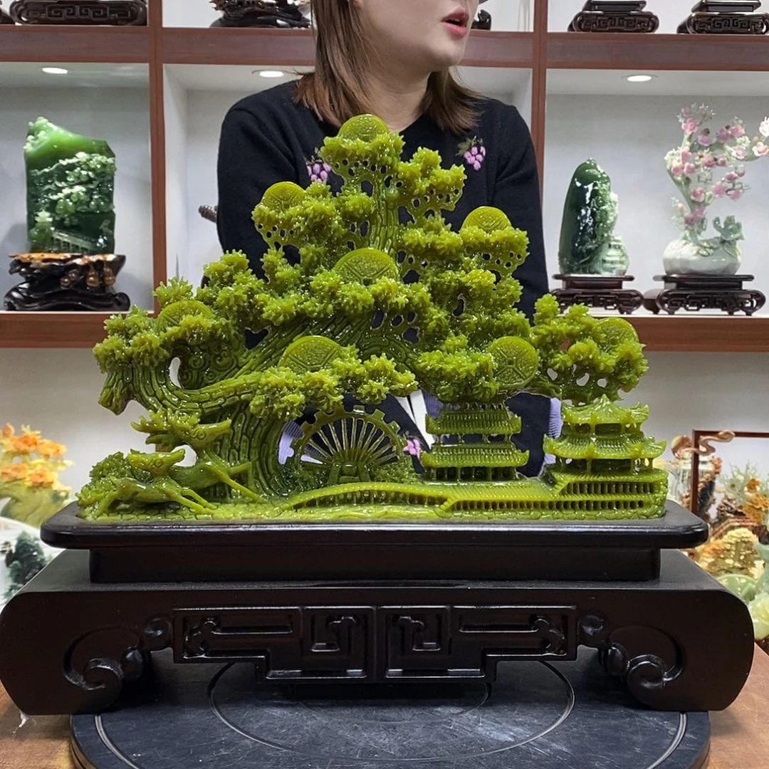 柳***鸣玉山水摆件 玄关摆件