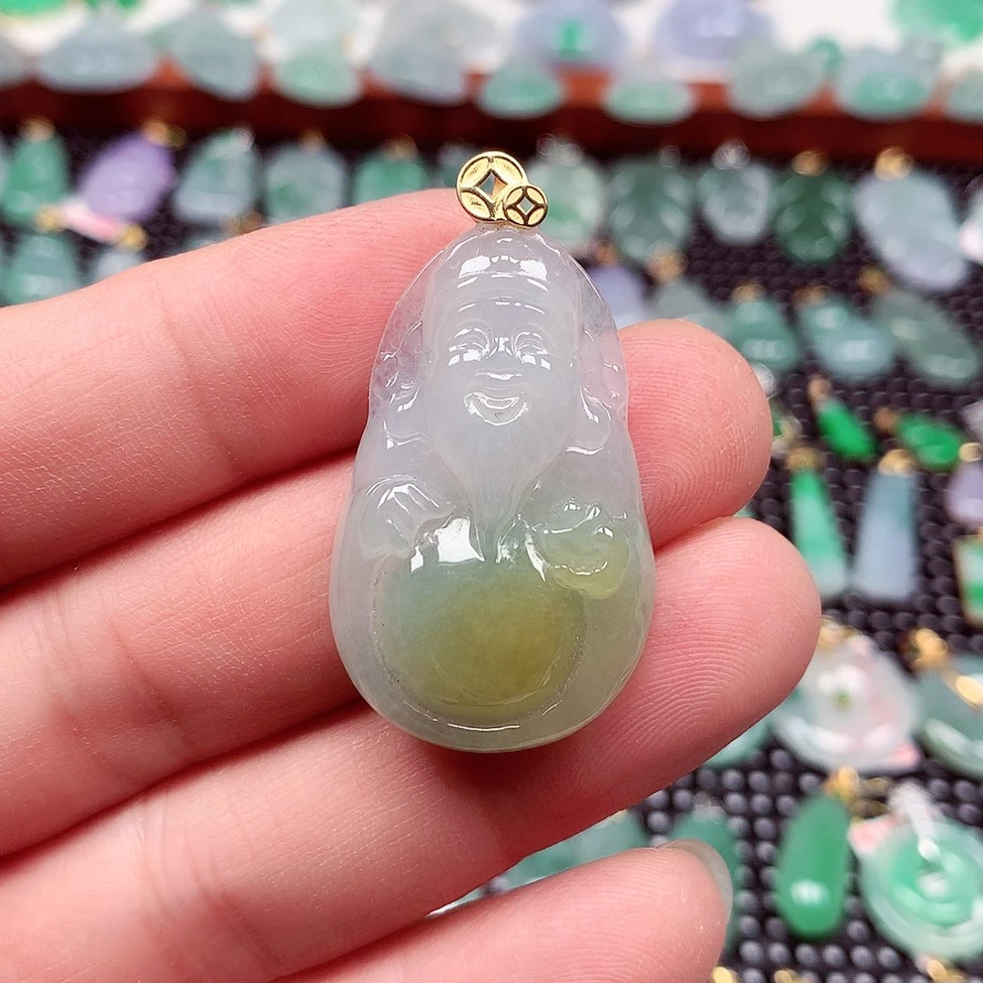 翡翠18K金镶嵌吊坠(不含链)