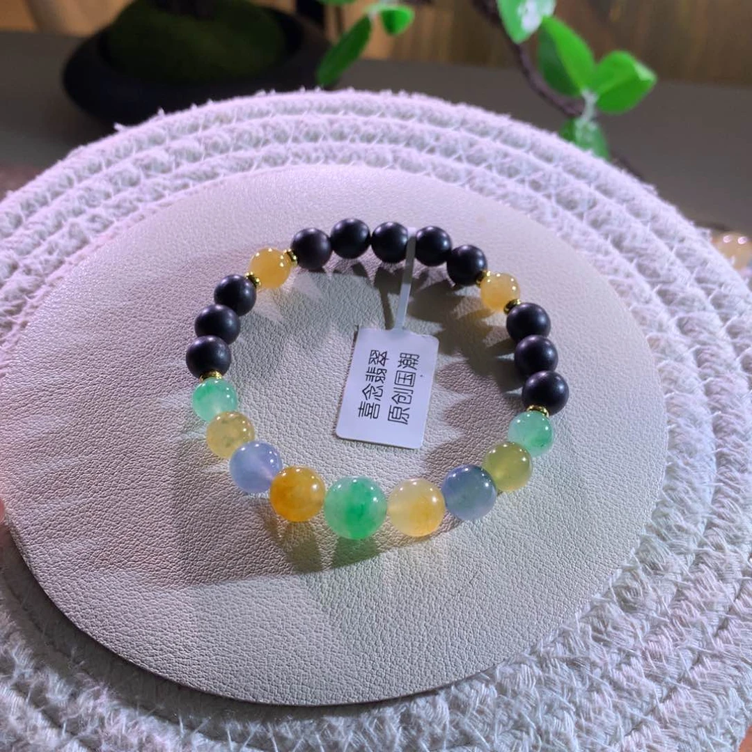 散珠翡翠天然缅a浓艳多宝半串