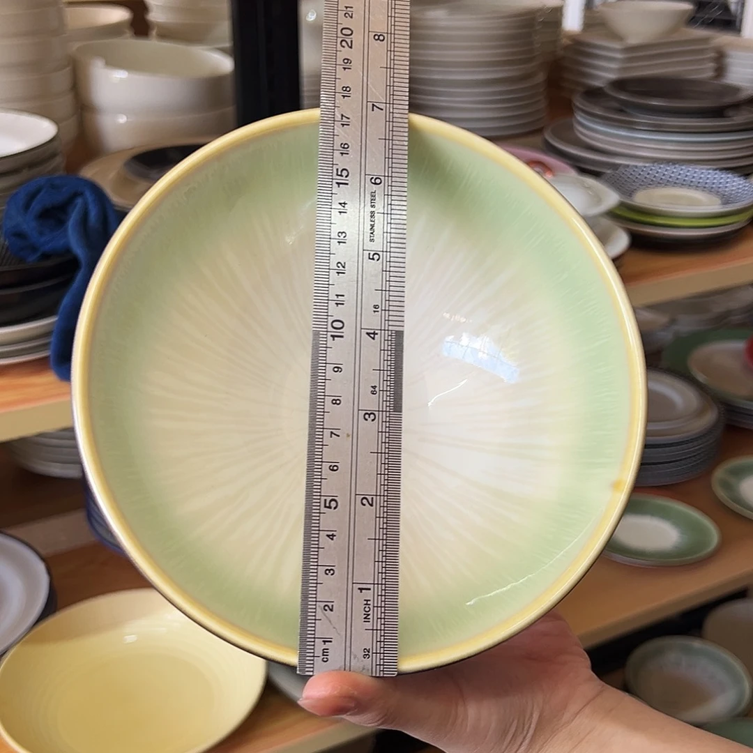 新骨瓷017微瑕流韵水绿7寸斗笠碗