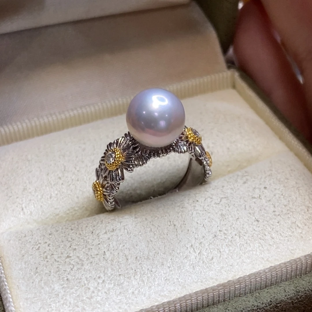 淡水珍珠戒指银S925镶嵌哒**宝