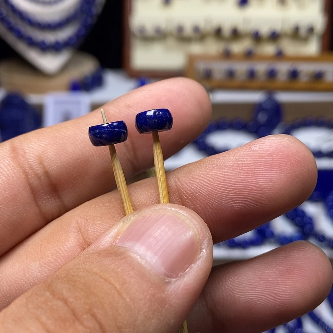 糯***斯青金石未镶嵌隔片对珠7.2+