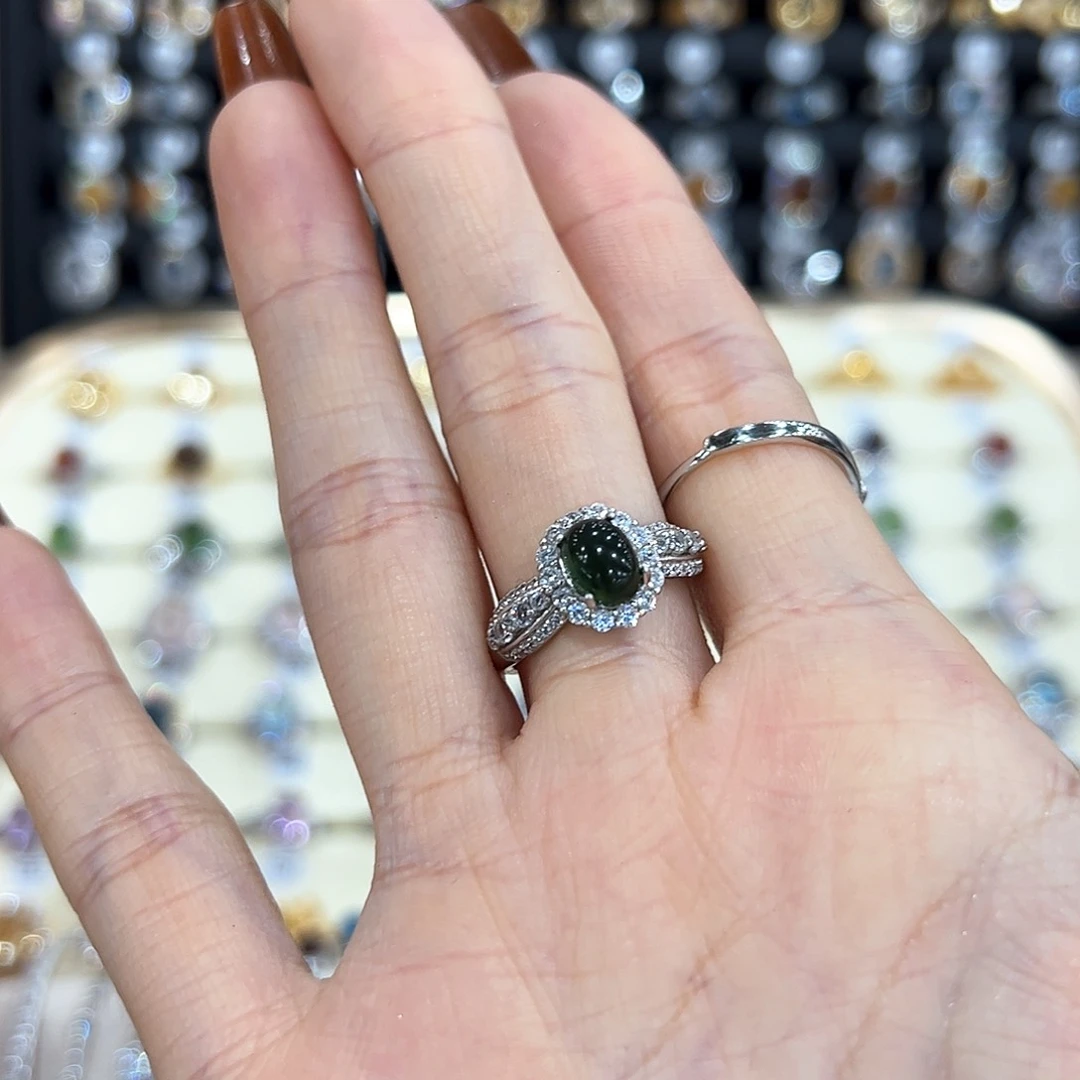 水晶金色拖不保色介意慎拍银托不掉色银S925镶嵌艺****i