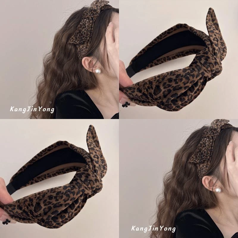 热辣女孩！豹纹发箍女秋冬！简约宽边交叉头箍发卡百搭森系压发头