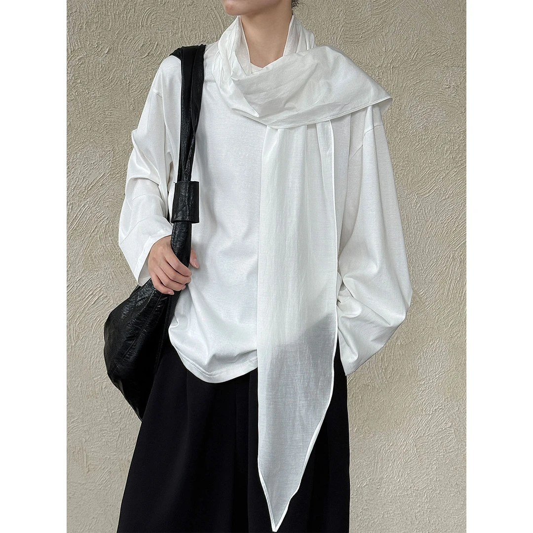 现货 技师风飘带衬衫女2025秋季法韩系宽松衬衣长袖小衫白色女士