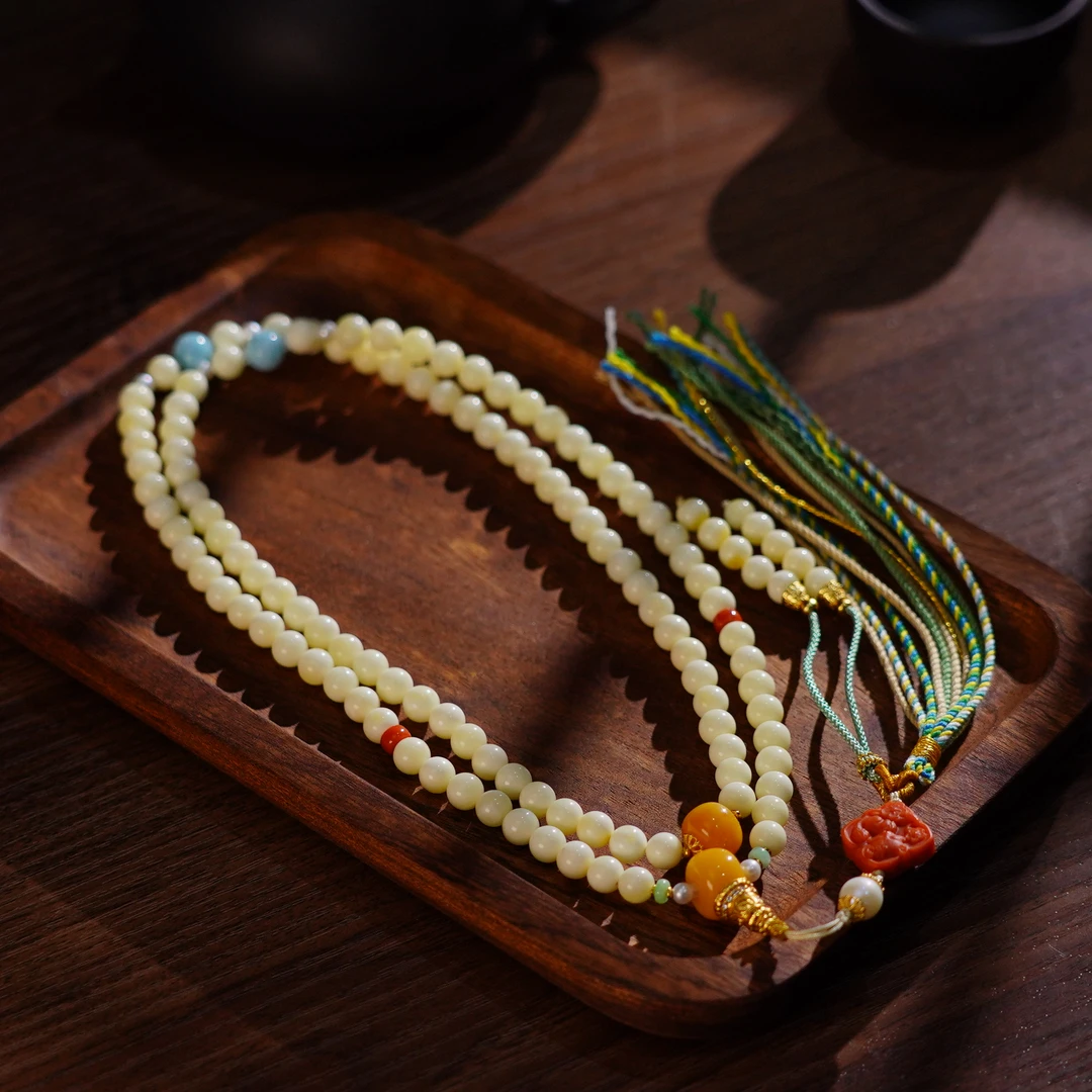 【睿泽赏宝】S925白蜡圆珠新中式Diy项链 6mm XR6245