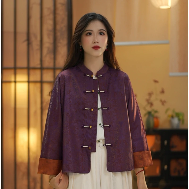 格格--紫霞浮光锦双穿双面外套