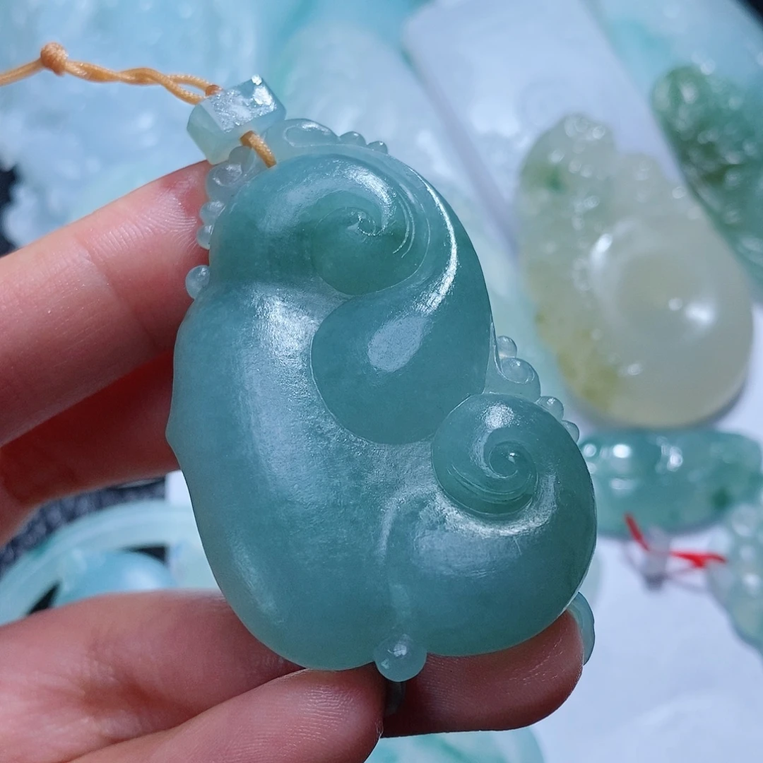定制翡翠未镶嵌毛货付款后确认抛光