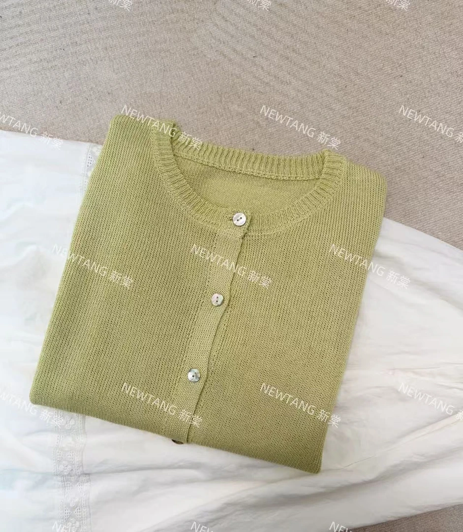 【空调衫】174 贝壳扣纯色圆领气质百搭长袖