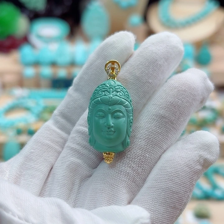 绿松石18K金镶嵌珠宝奇石