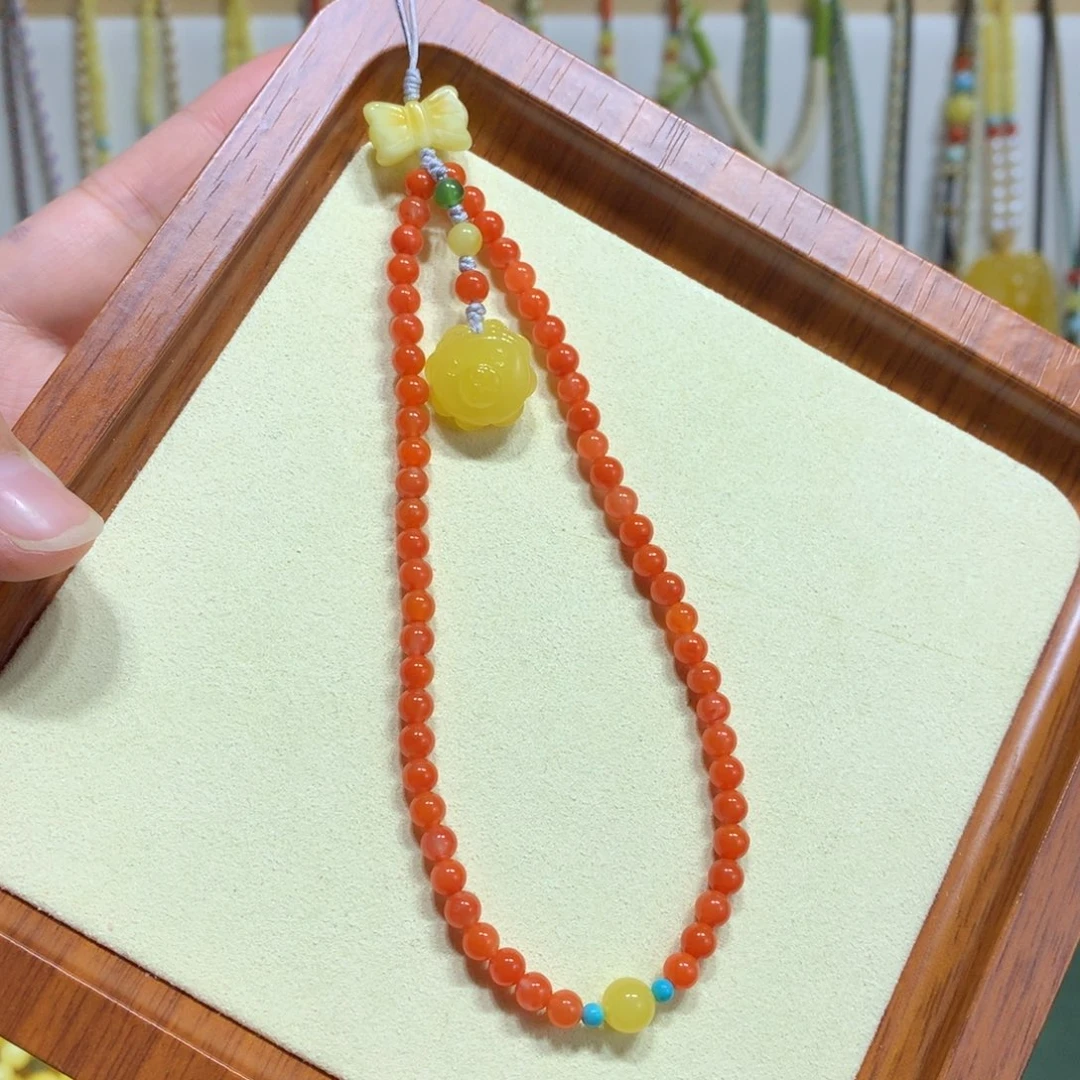 南红玛瑙手链未镶嵌手机挂4m m