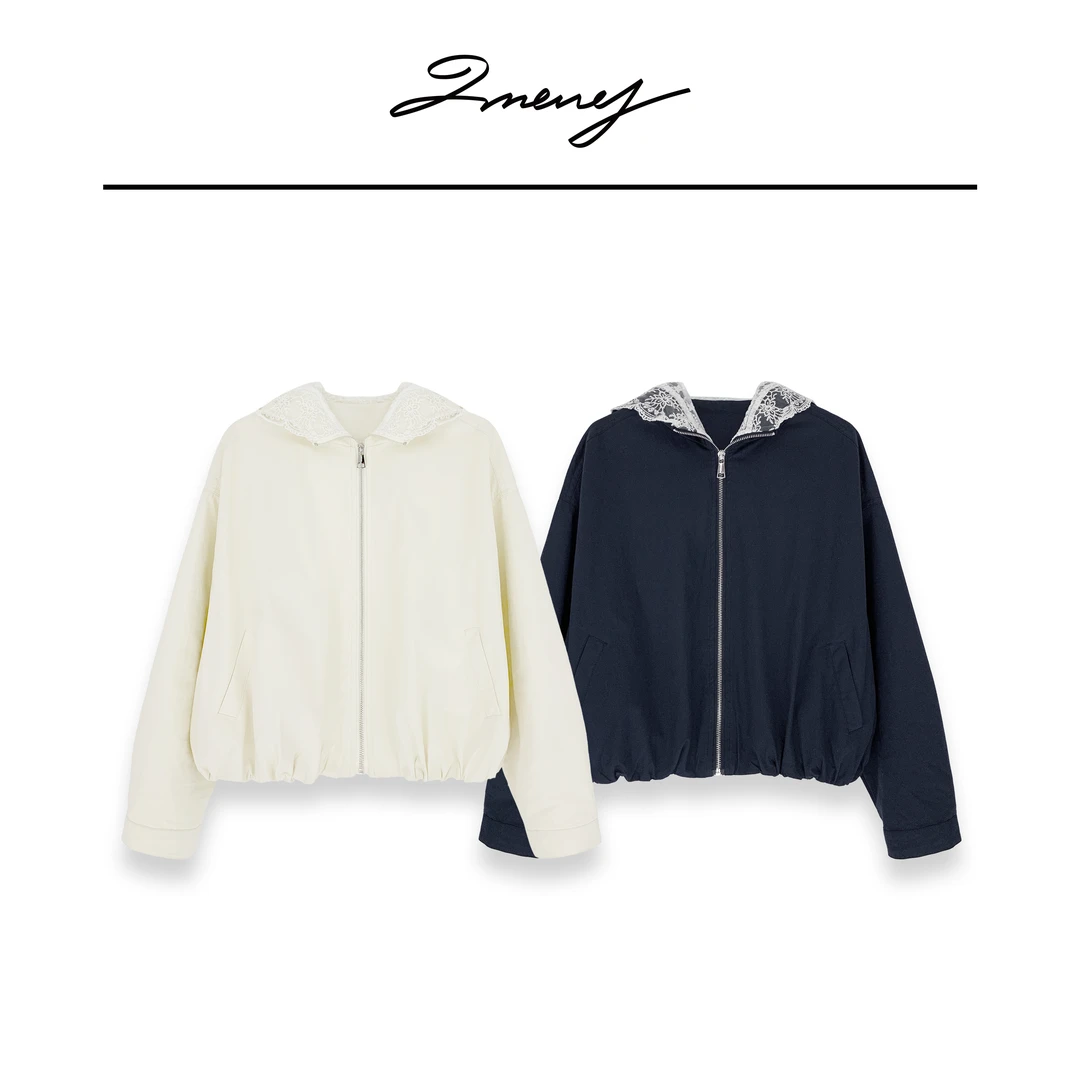 LMENY吸氧计划~设计感连帽蕾丝拼接减龄外套25AW020