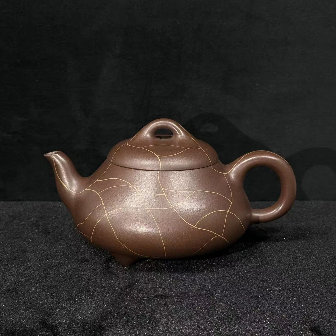 1/H1023085/徐汉棠/紫砂壶冰纹汉棠石瓢/紫泥