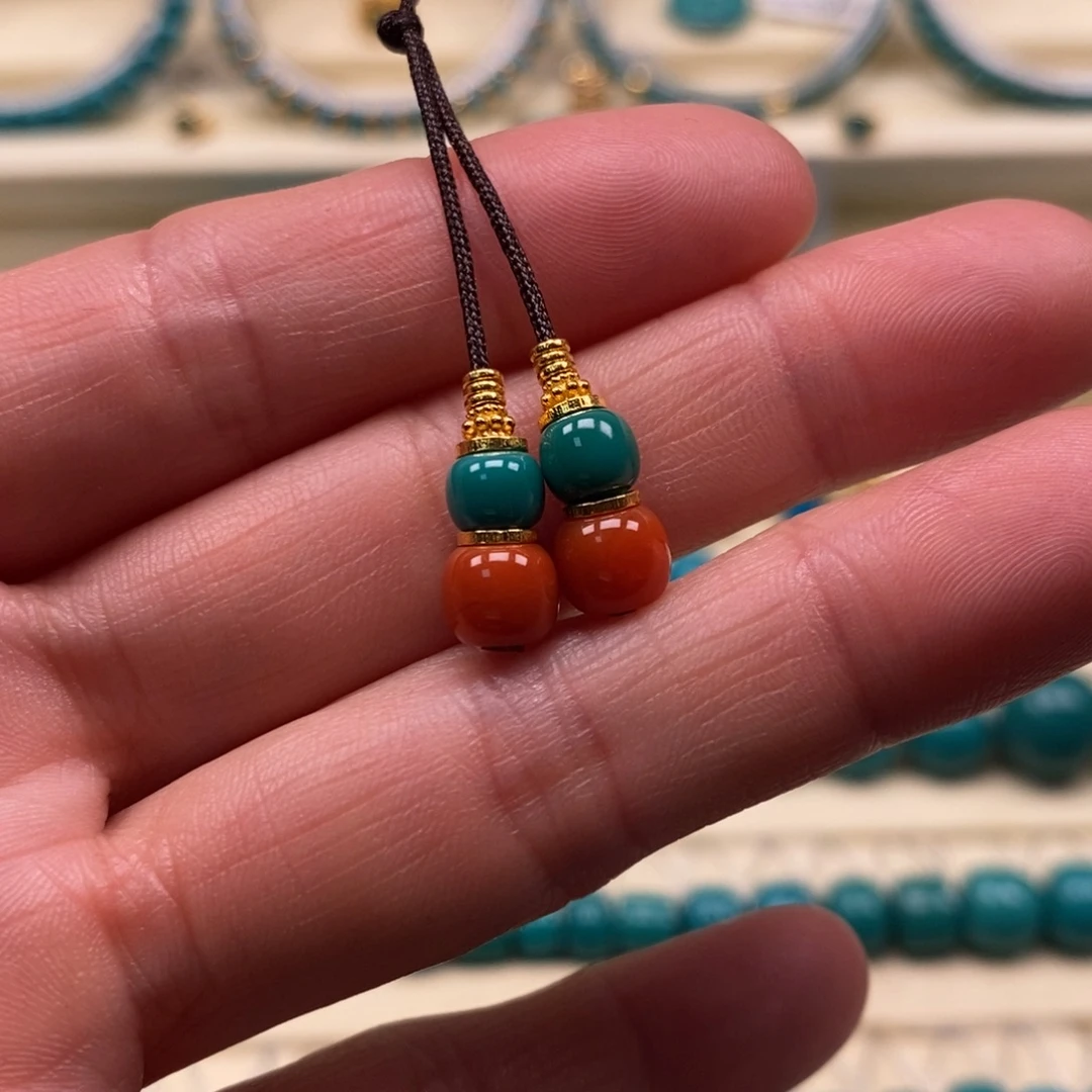 绿松石18K金镶嵌珠宝奇石直径6➕弟子珠