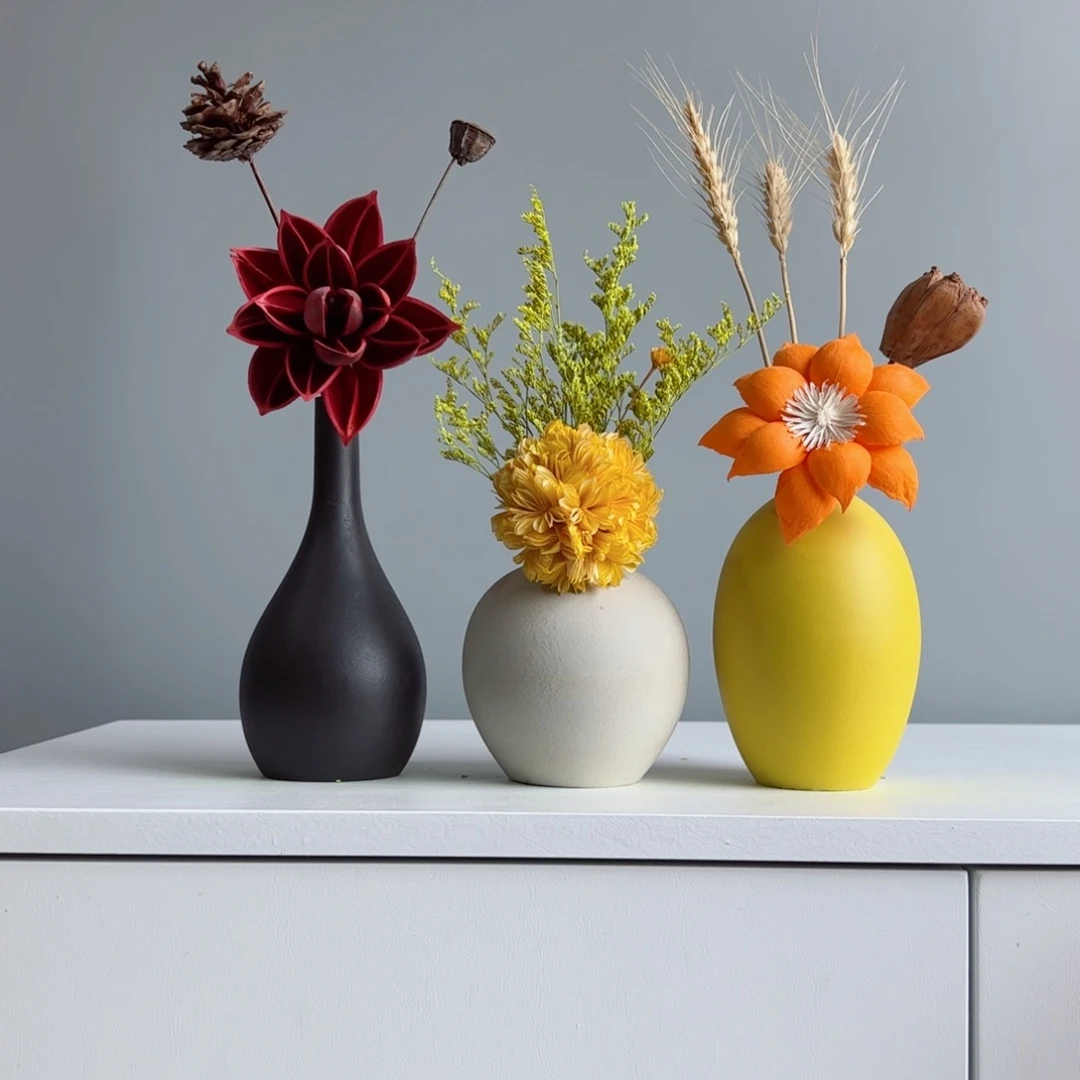 摆件陶瓷小花瓶摆件含花总高约20-30cm