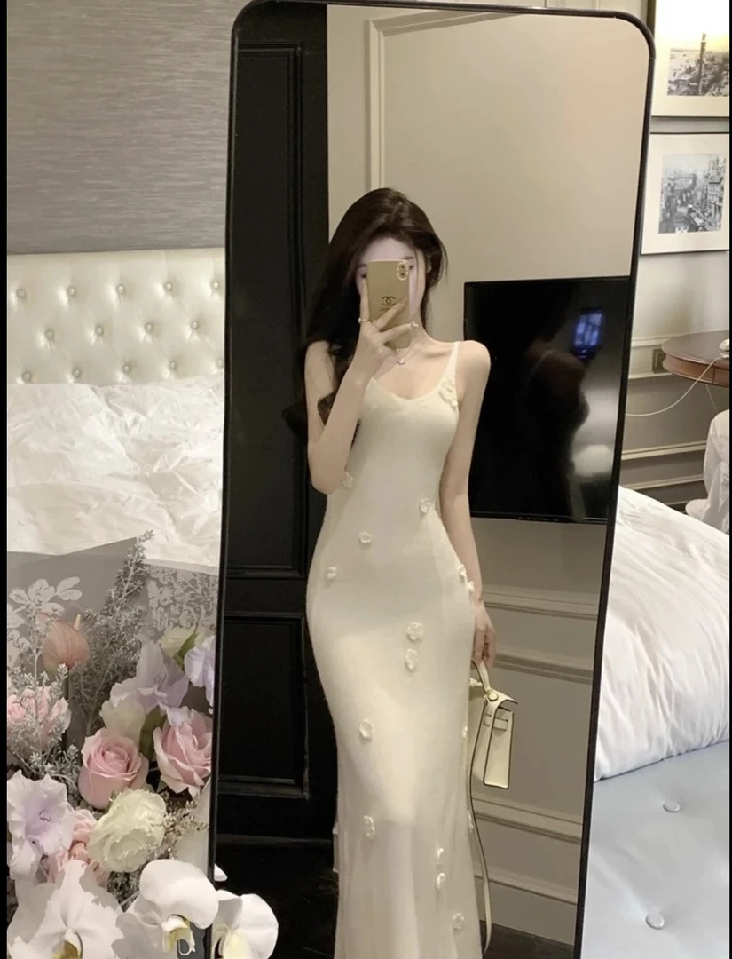 小礼裙日常聚会长裙慵懒风吊带针织连衣裙A187