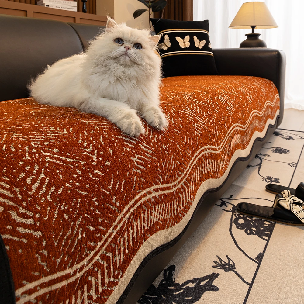 高级异形沙发垫秋冬2025新款四季通用固定防滑直排雪尼尔沙发坐垫