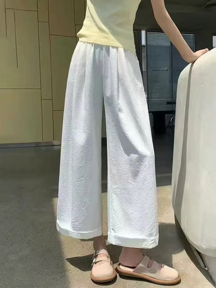阔腿裤高腰夏季水洗微弹休闲裤时尚百搭cleanfit风