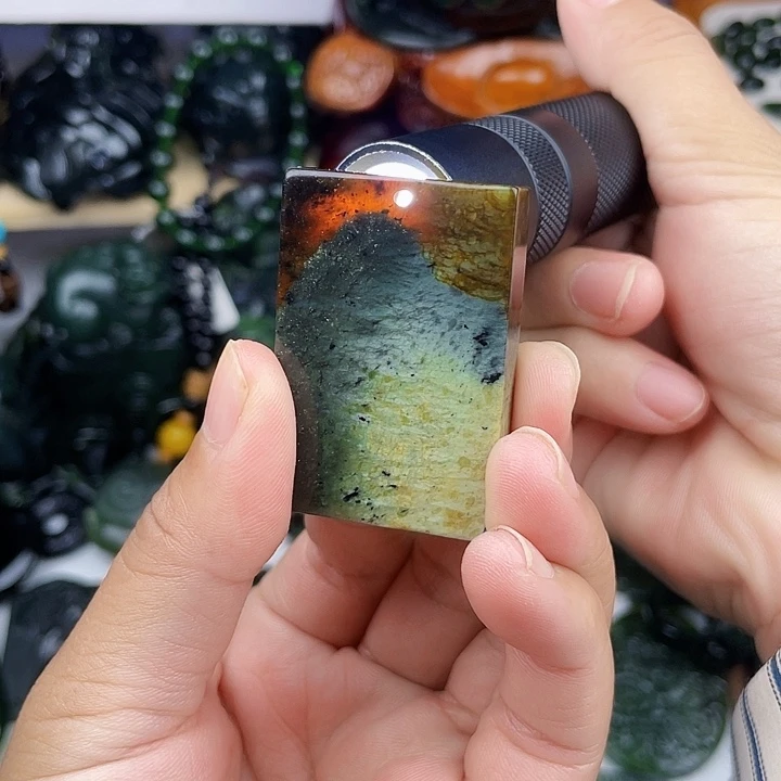 蛇纹石玉未镶嵌手串泰山玉无事牌