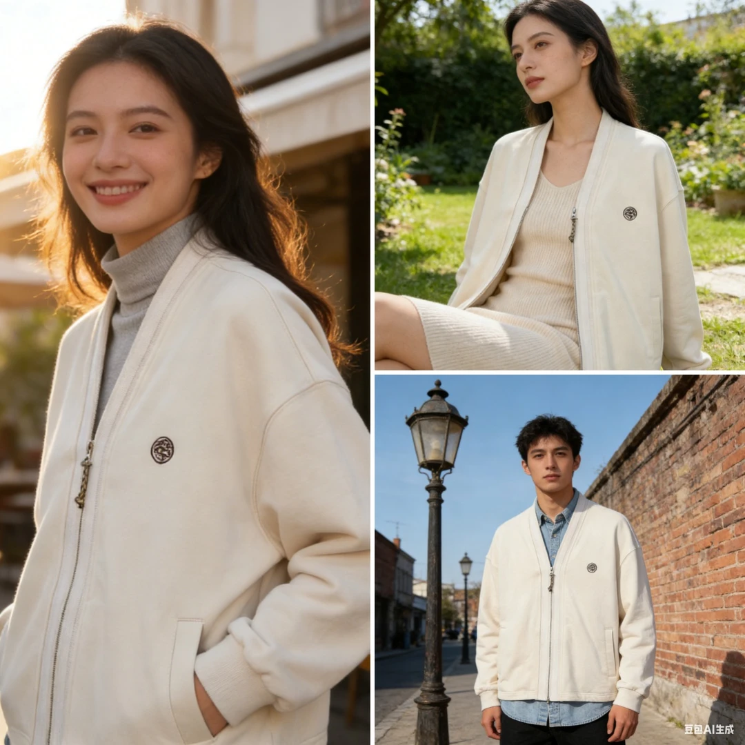 日系重磅卫衣开衫男士高级感休闲针织衣夹克