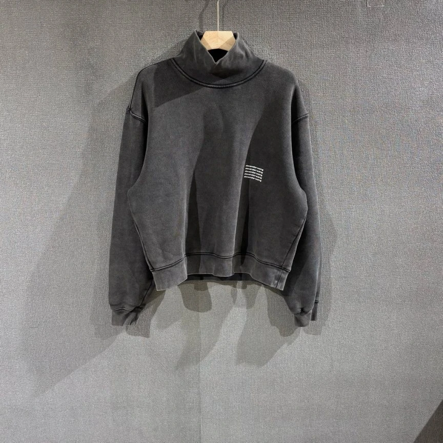 95新 ALEXANDER WANG logo半高领做旧卫衣 无洗标/7871