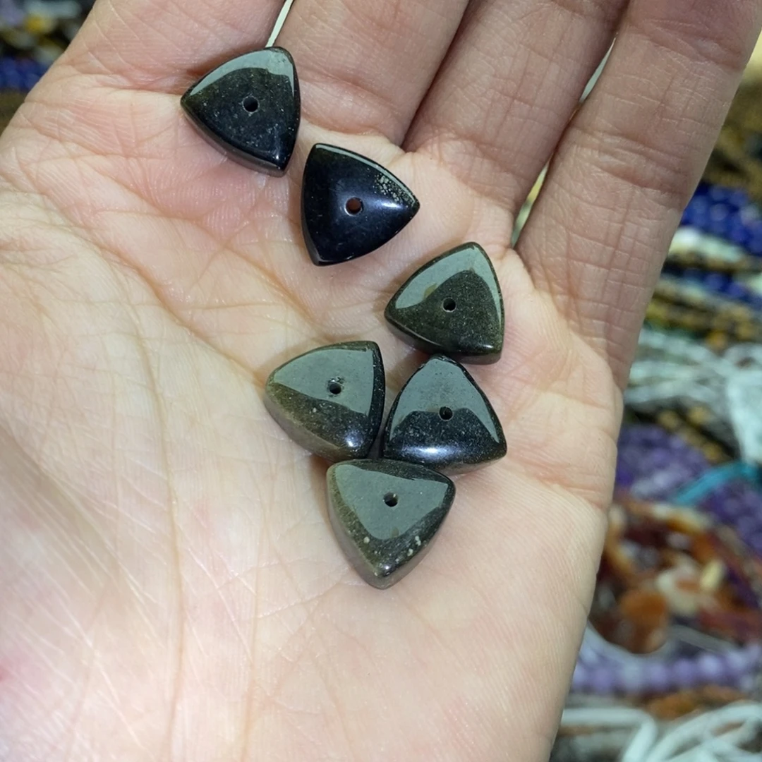 玛瑙/玉髓未镶嵌珠宝半成品十个天然6×12mm金曜石三角隔片