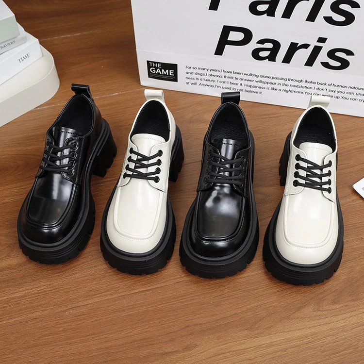 乐福鞋一脚蹬厚底软底增高皮鞋英伦风通勤