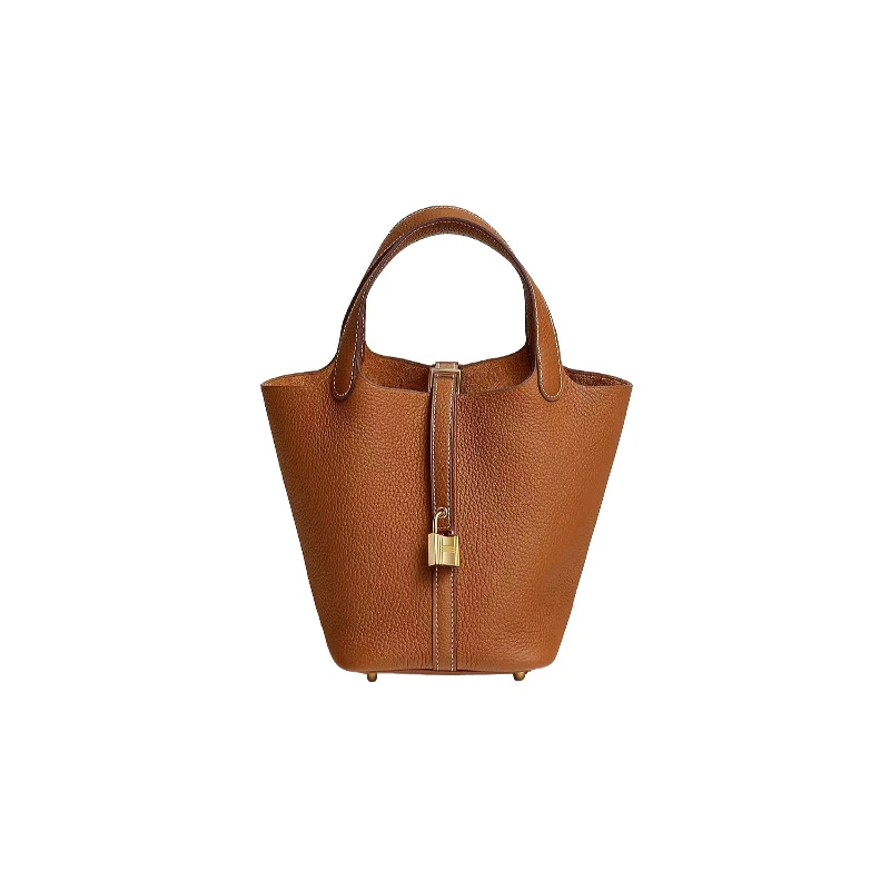 Harris salome金扣菜篮子牛皮手提水桶包 百搭通勤包