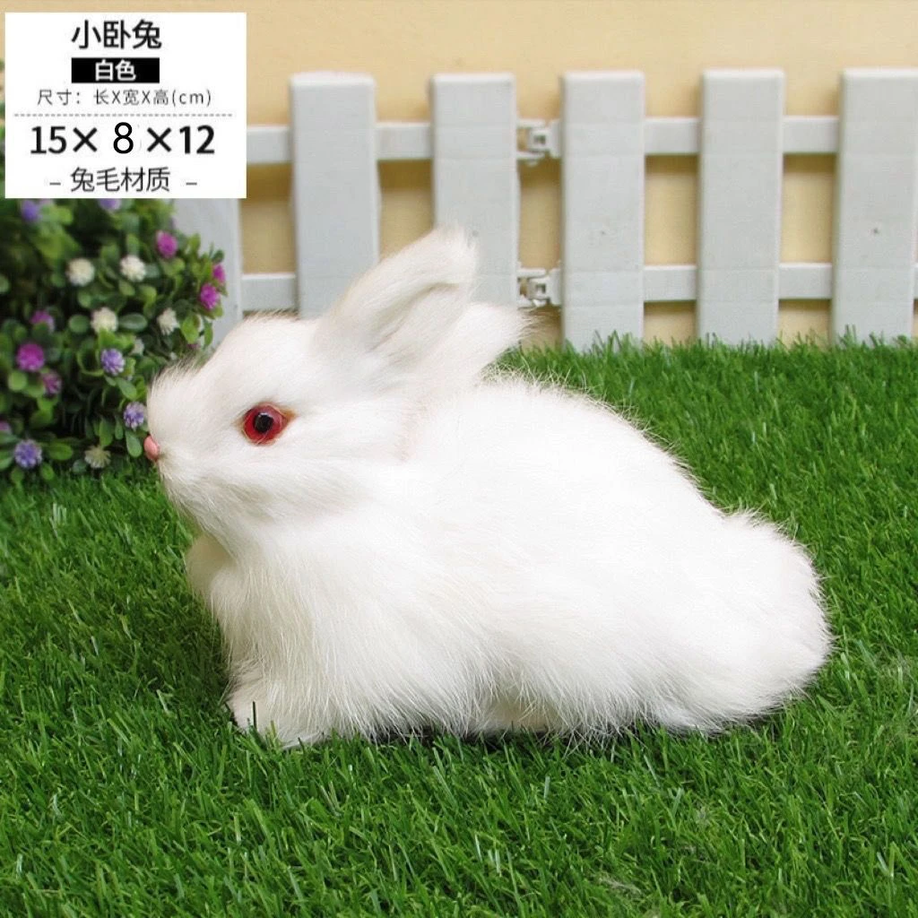 嫦娥奔月玉兔道具仿真兔摆件真皮兔模型摄影道具毛绒玩偶古风摄影