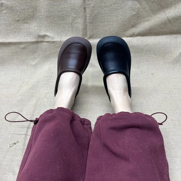 2715-2方头真皮两穿简约加厚软底懒人一脚蹬休闲四季鞋女单鞋