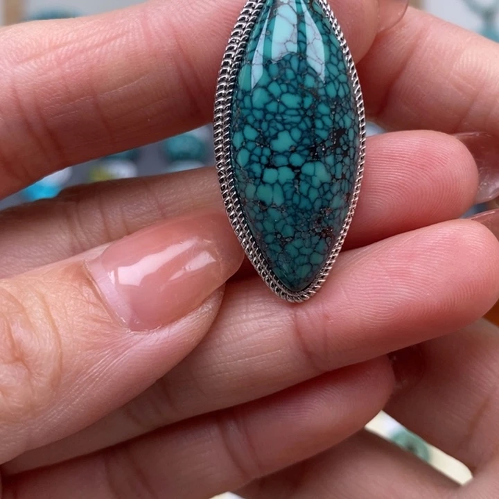 绿松石银S925镶嵌挂件