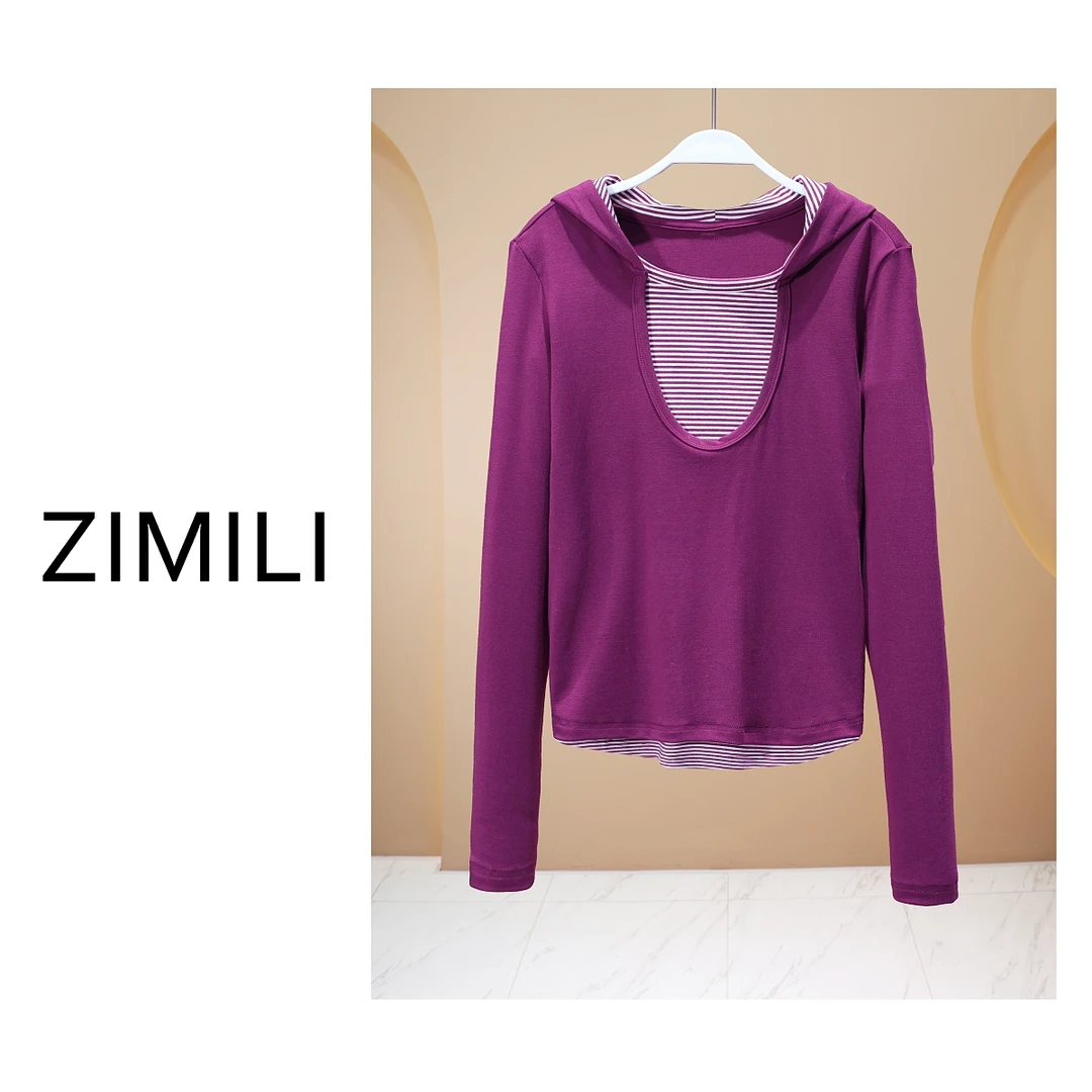 【LIANG哥女装】2025莱赛尔天丝轻薄海象紫条纹高弹显瘦爽肤衣6237