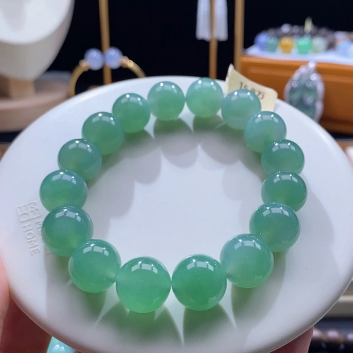 翡翠未镶嵌吊坠(不含链)冰油阳绿手串 13➕mm